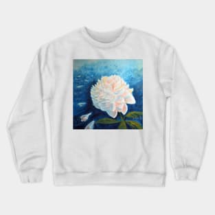 White Peony Painting Crewneck Sweatshirt